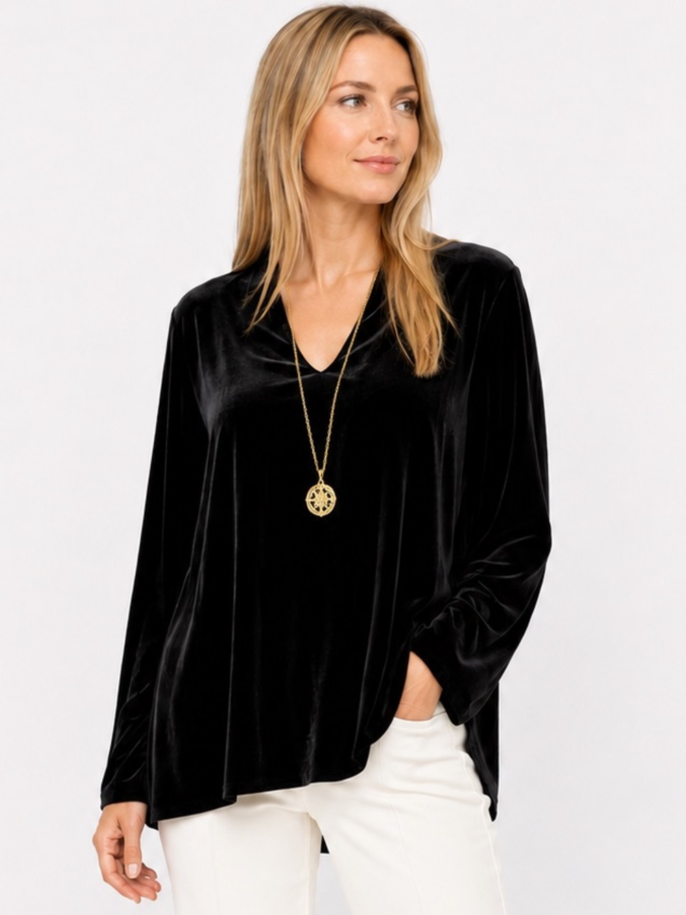 Elegant Black Velvet Women's Top